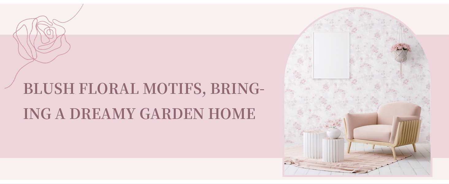 Dimoon Pink Floral Contact Paper Peel and Stick Wallpaper Boho Contact Paper Wallpaper