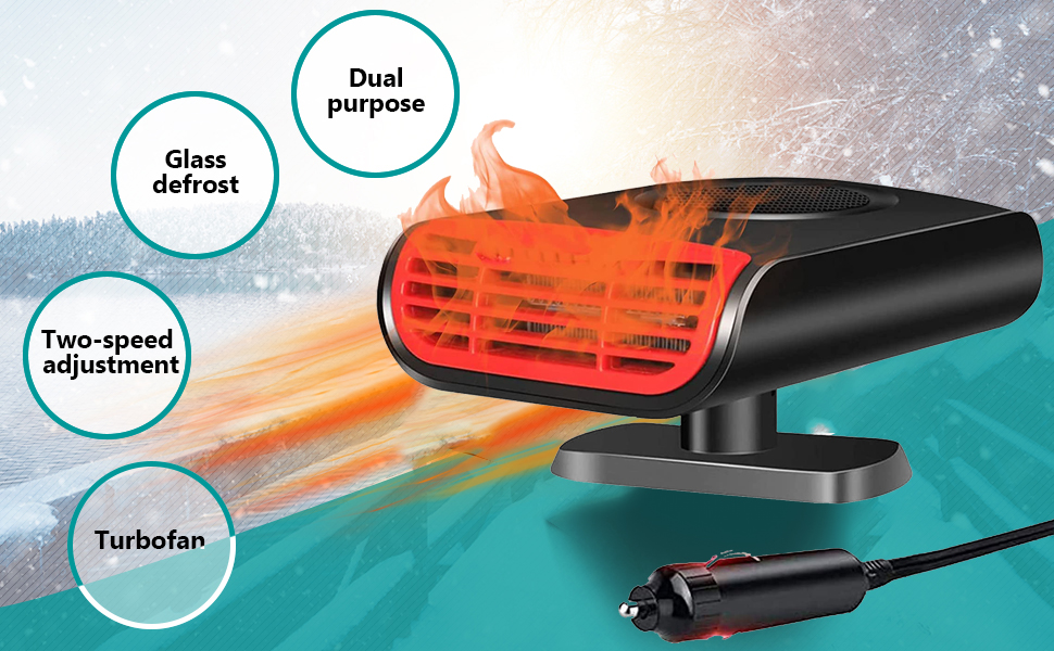 Portable Car Heater Fan,150W 12V Car Heater 2 in 1 Heating