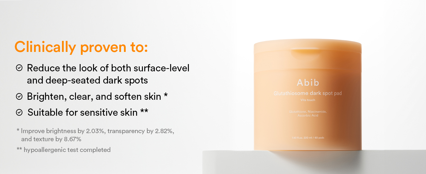 Proven to : reduce dark spots, brigthen skin, suitable for sensitive skin