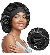 Umisleep 22 Momme 100% Real Mulberry Silk Bonnet for Sleeping Women, Large Hair Care Bonnet for L...