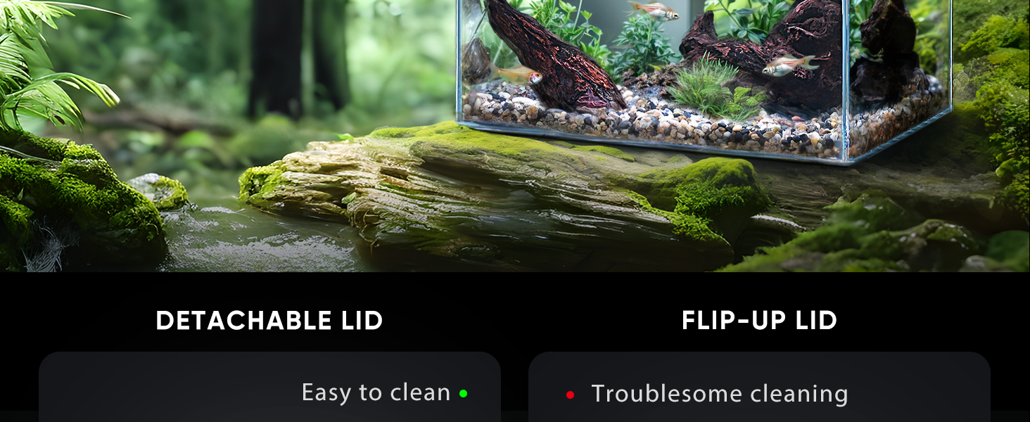 PONDON 5 Gallon Fish Tank with Detachable Lid, Temp