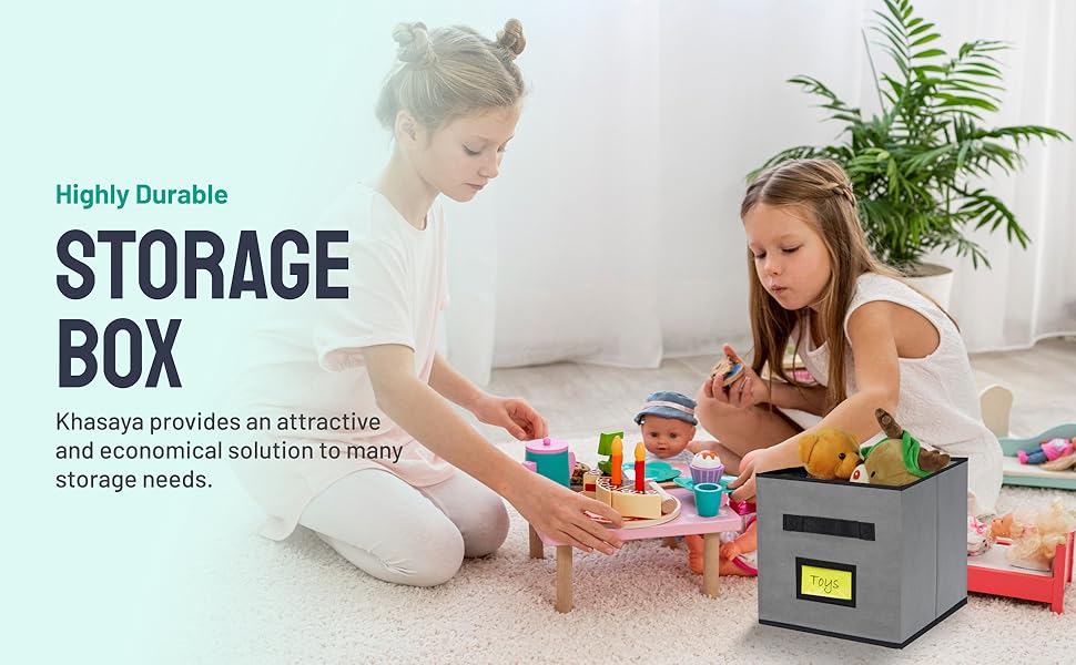 Tudefy Cube Storage Boxes 25 x 25 x 25cm Storage Cubes with Name Card