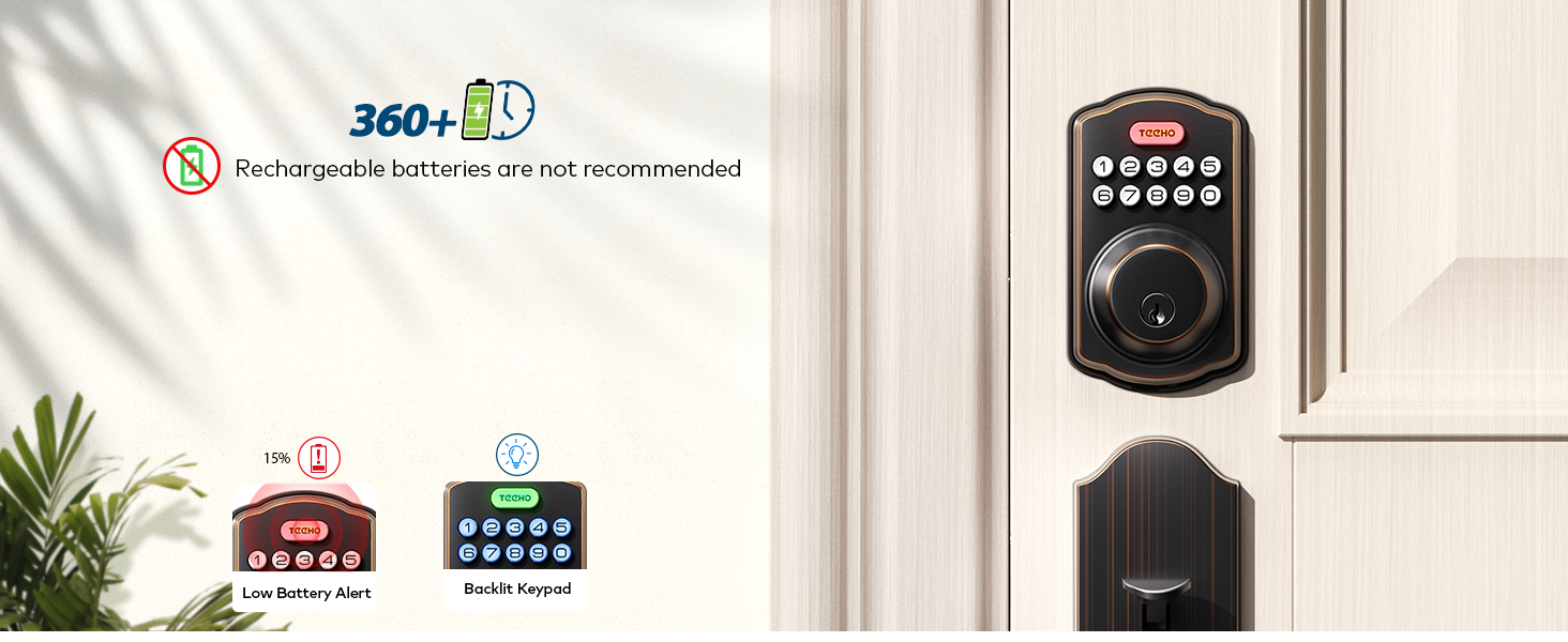 TEEHO Keyless Entry Door Lock Electronic Keypad Deadbolt with Handle