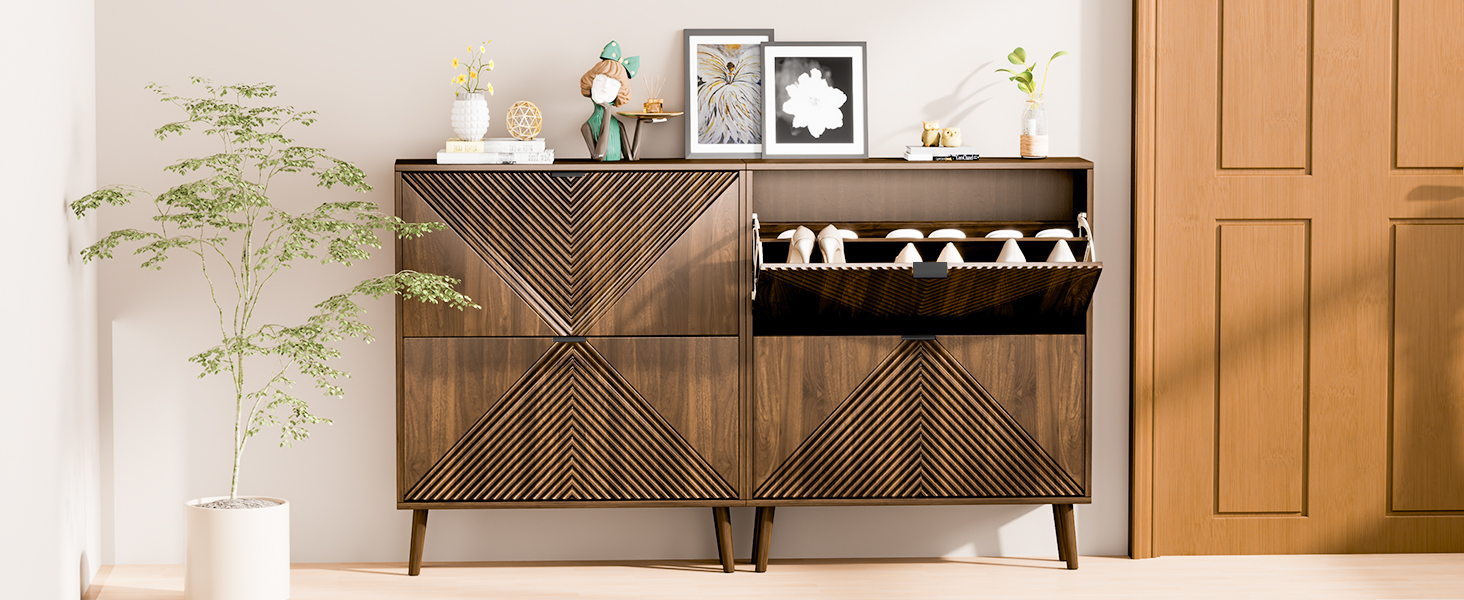 oakvivo Freestanding Shoe Cabinet with 2 Flip Drawers, Shoe Cabinet, Shoes Storage Cabinet
