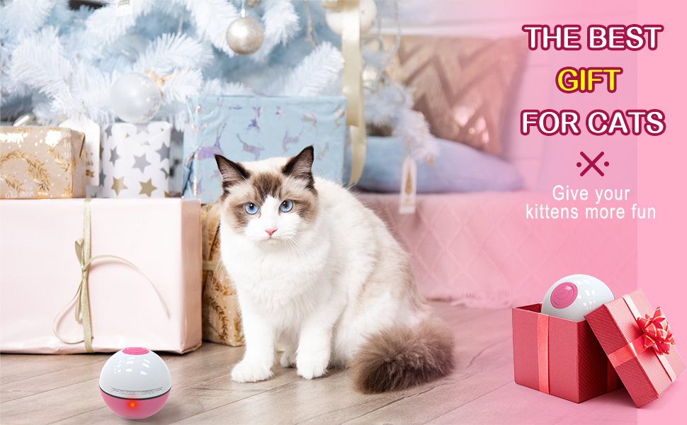 Interactive Cat Toy Ball with LED Light & Catnip,Ring Bell Feather Toy