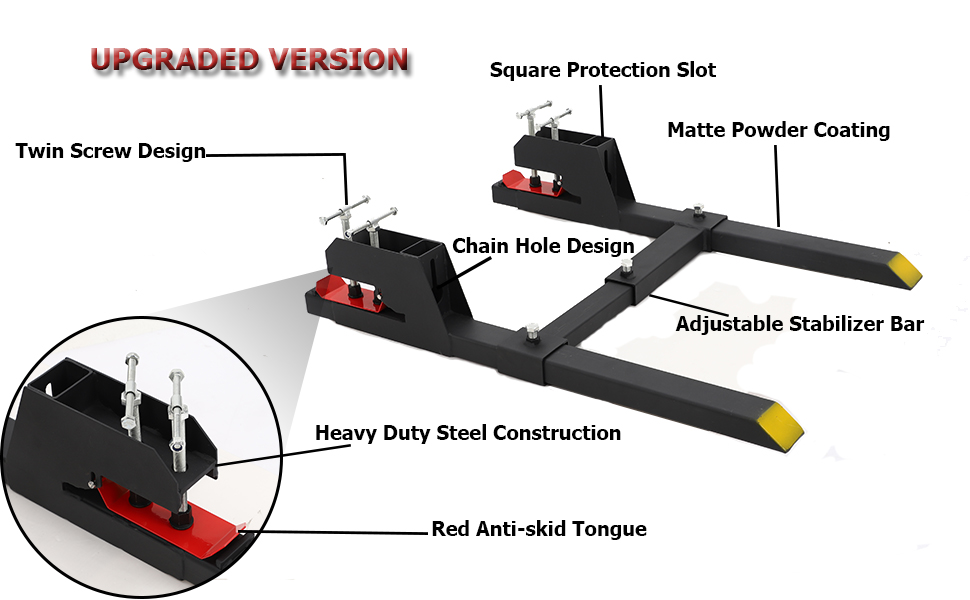Upgrade 60" Clamp on Pallet Forks with AntiSlip Tongue