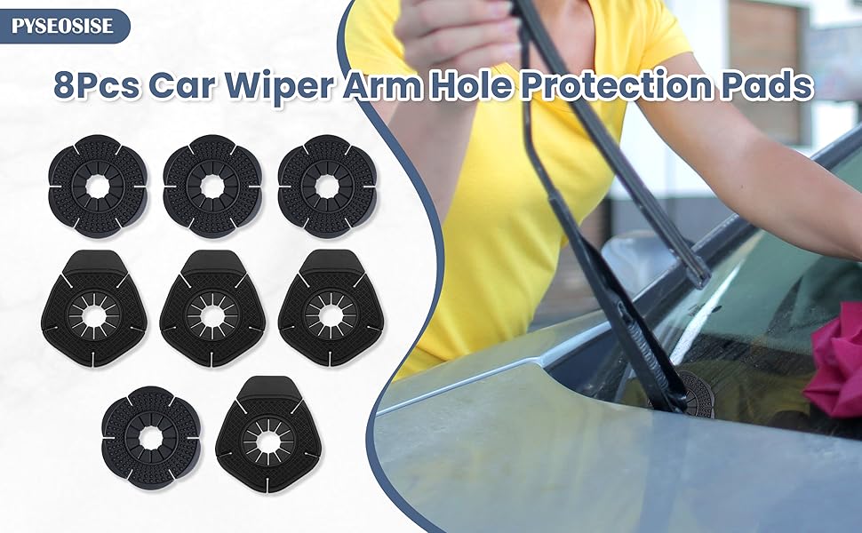 8 Pack Car Wiper Arm Hole Protection Pad, Silicone Auto Front Wiper