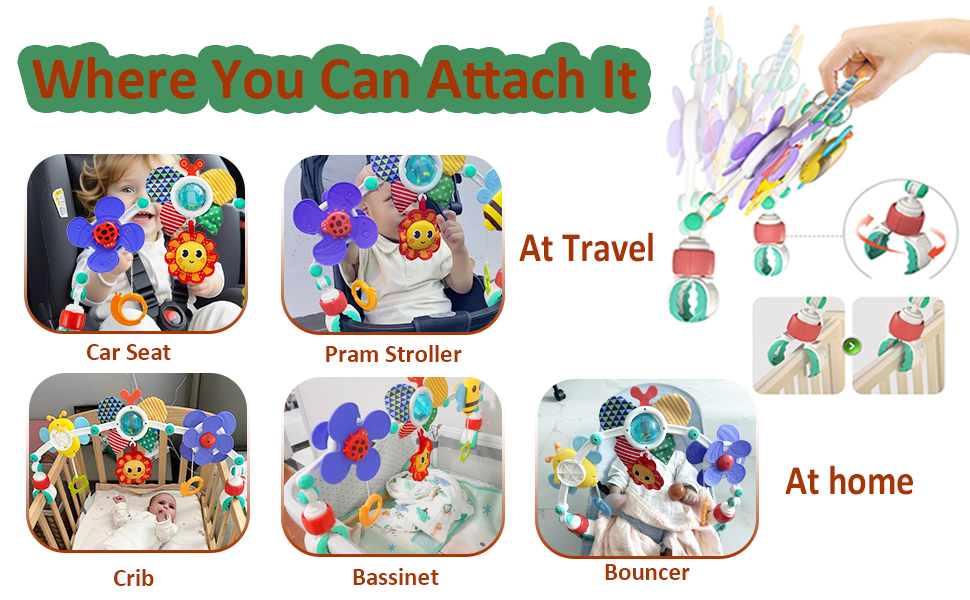 this baby arch toy is suitable for stroller, car seat, crib, bassinet, bouncer, baby chair