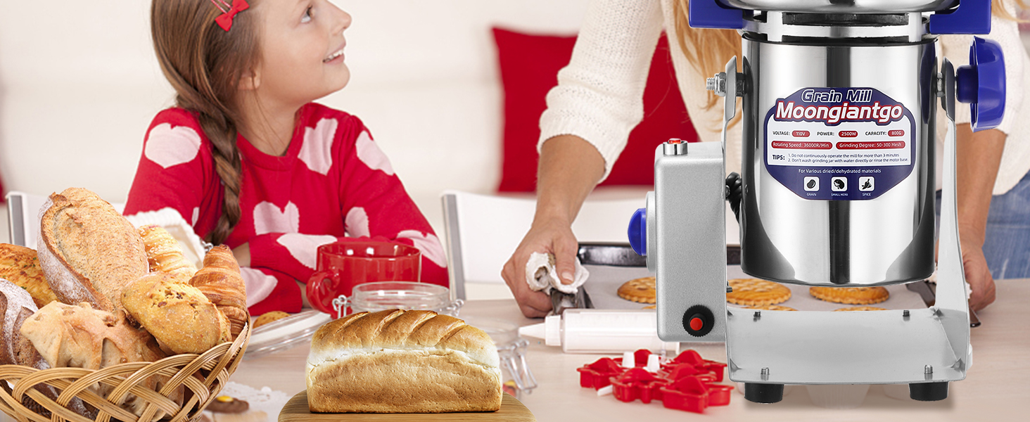 Moongiantgo 800g/1.76lb Electric Grain Grinder 50300 Mesh Herb Spice
