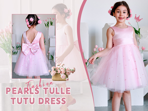 Amazon.com: zikusel Flower Girl Dress Blush Pink Tulle Satin