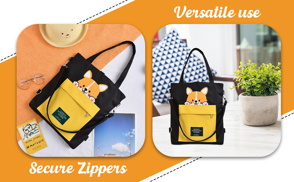 SPN-JGSP ote Bags, Shoulder Bag and Cute Dog Canvas Backpack for Womens & Girls