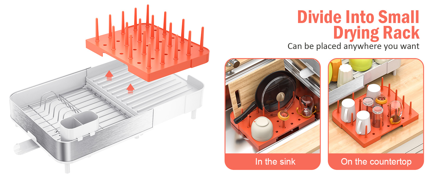 KINGRACK Dish Rack, Extendable Dish Drainer, Modern Dish Drying Rack 2