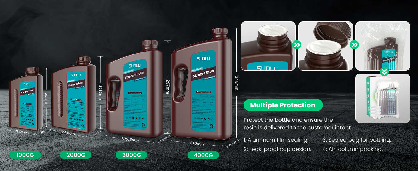 SUNLU 3D Printer Resin 3kg, Fast Curing Standard 3D Resin for Most Resin 3D Printers