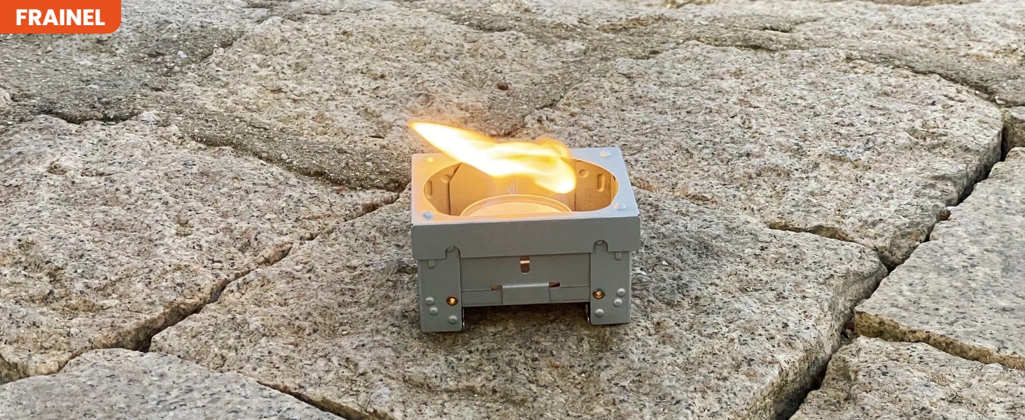 Compact stove heating steadily on rough terrain