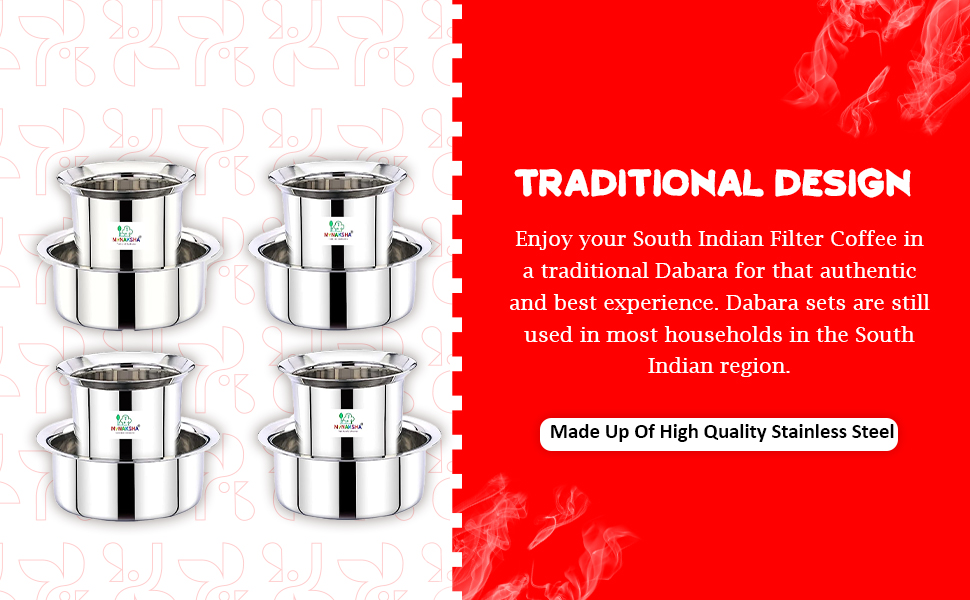 Buy MYNAKSHA Stainless Steel Dabara South Indian Filter Coffee Set