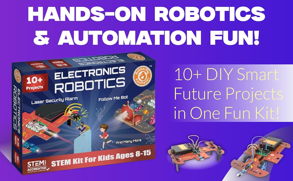 STEM Robotics Projects Kit 10in1 Robots with Sensors for Ages 8-12