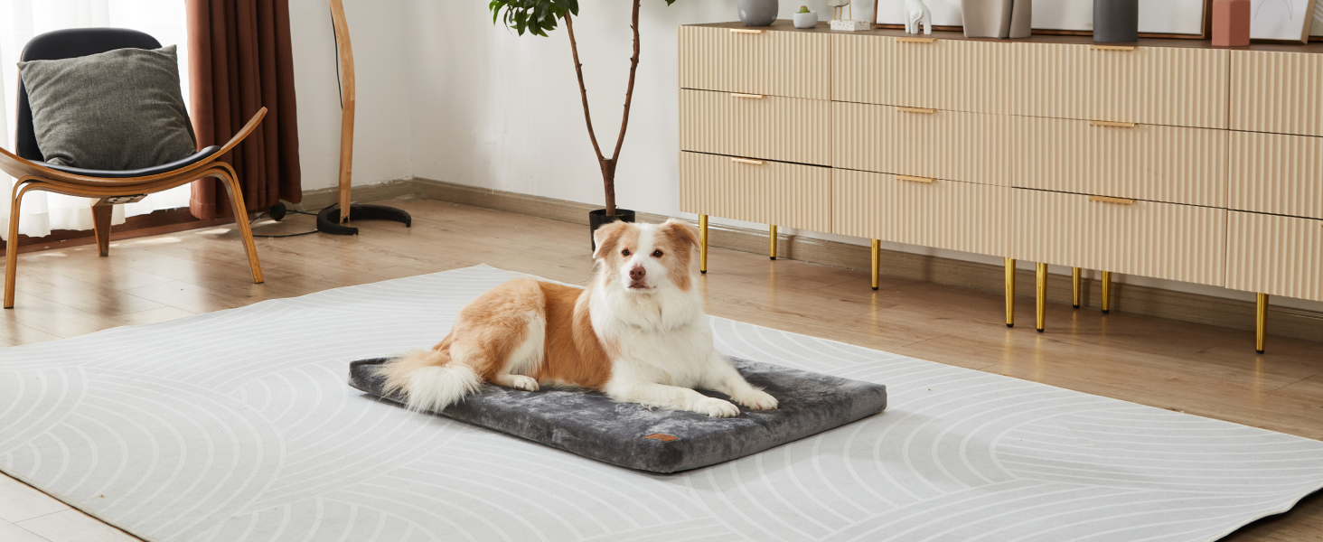 LIORCE Memory Foam Dog Crate Pad XL Dog Bed Mat for