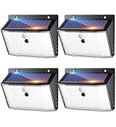 nipify - Luz solar LED exterior, 4 focos solares de LED de exterior con sensor de movimiento.