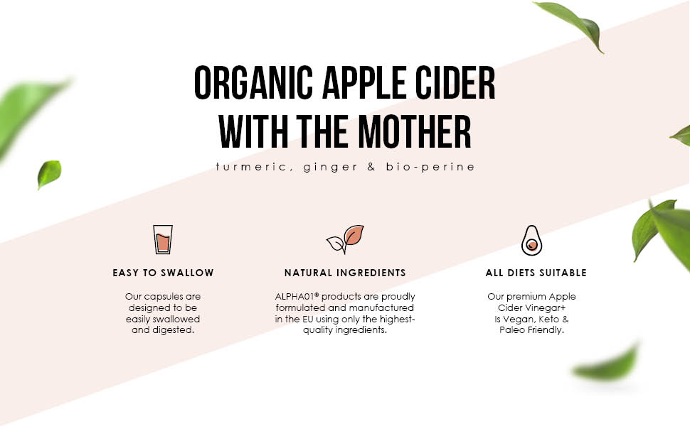 Organic Apple Cider Vinegar 1280mg with Turmeric, Ginger & Cayenne