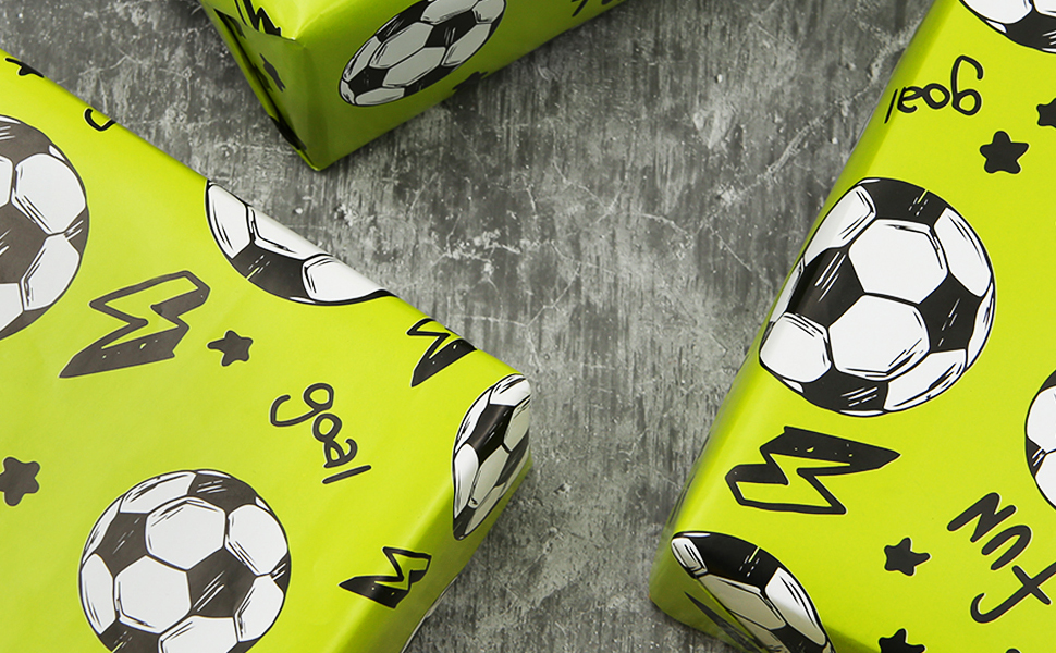 Fun Soccer Ball Football Sports Field Gift Green Wrapping