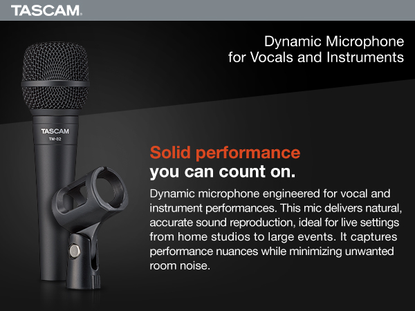 Amazon.com: TASCAM TM-82 Dynamic Microphone for Vocals and
