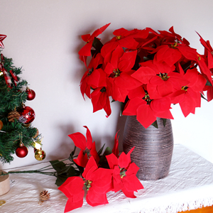 artificial red christmas flowers