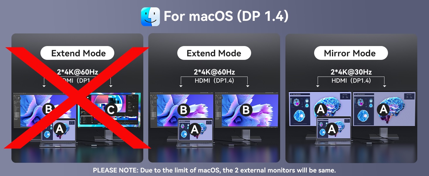 USB-C to Dual HDMI Adapter 4K @60hz,Type C to HDMI Converter