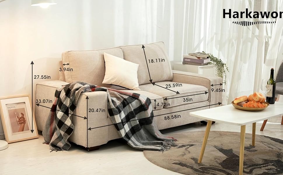 Harkawon 88.6" Sofa Couches for Small Spaces Modern