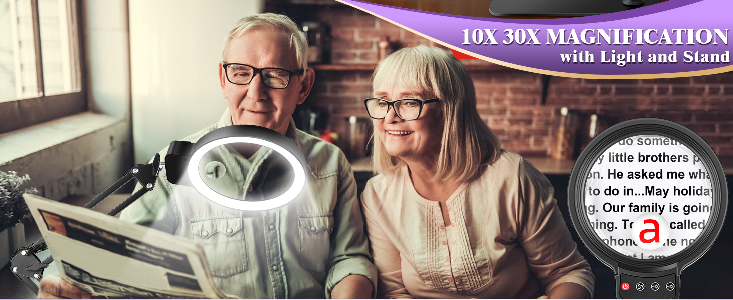 Magnifying Glass with Light and Clamp