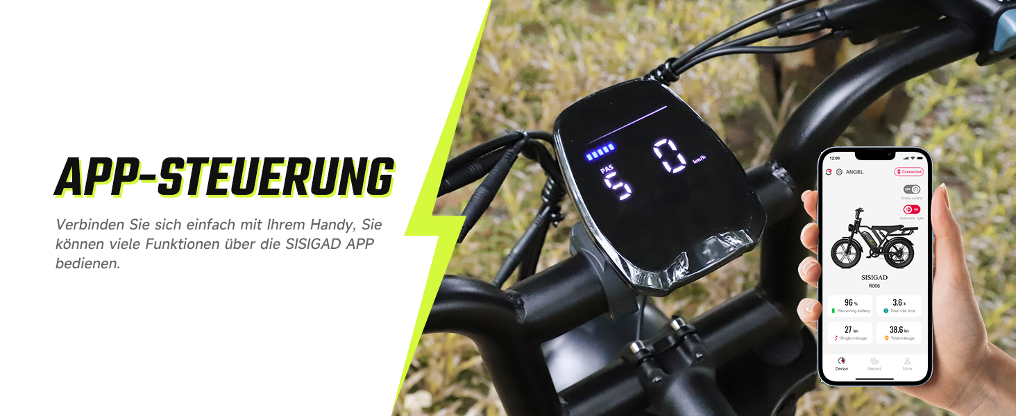 E Bike Mountainbike Fatbike 20 Zoll Elektrofahrrad Herren Damen Elektro Fahrrad mit APP-Steuerung