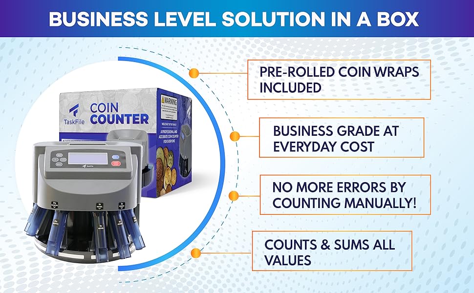TaskFile Coin Sorter Change Roller Machine V2.0 Coin