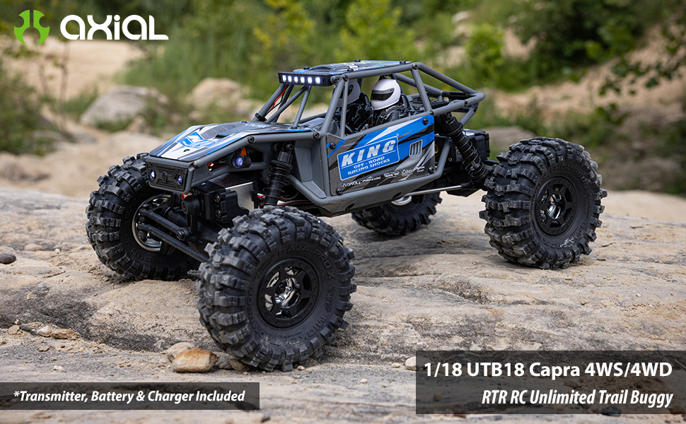 ホビーラジコン AXIAL CAPRA UTB18 RTR 1/18 UTB18 Capra 4WS 4X4 RTR Brushed Rock Crawler (Battery