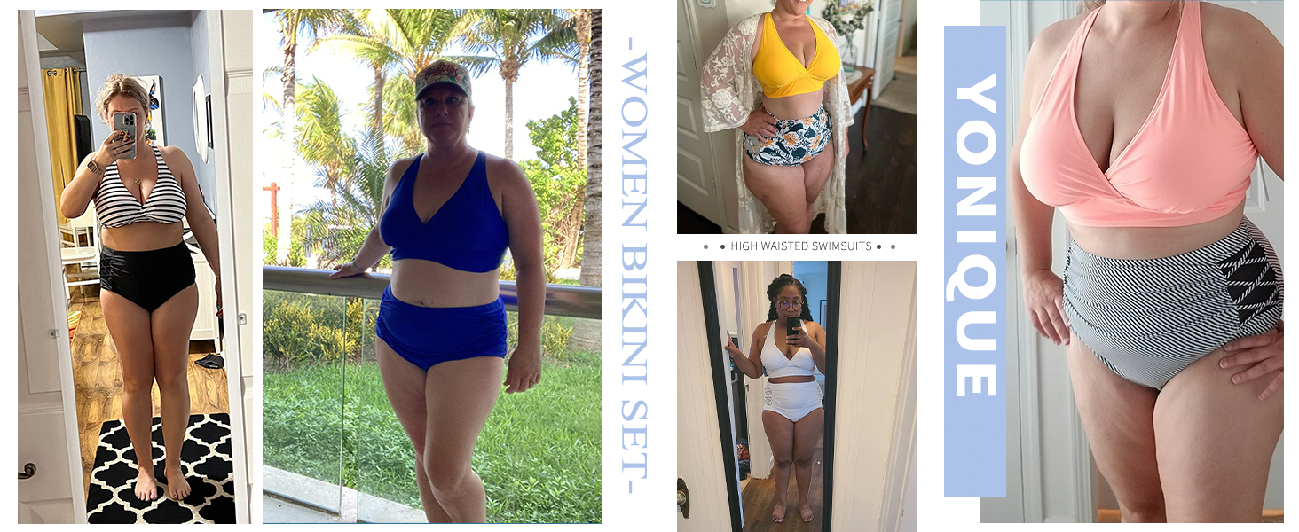 Womens Plus Size Bikini High Waisted Swimsuits