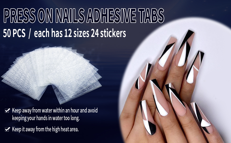 NOVAL 1200 PCS (50 Sheets) Nail Adhesive Tabs Nails Sticky