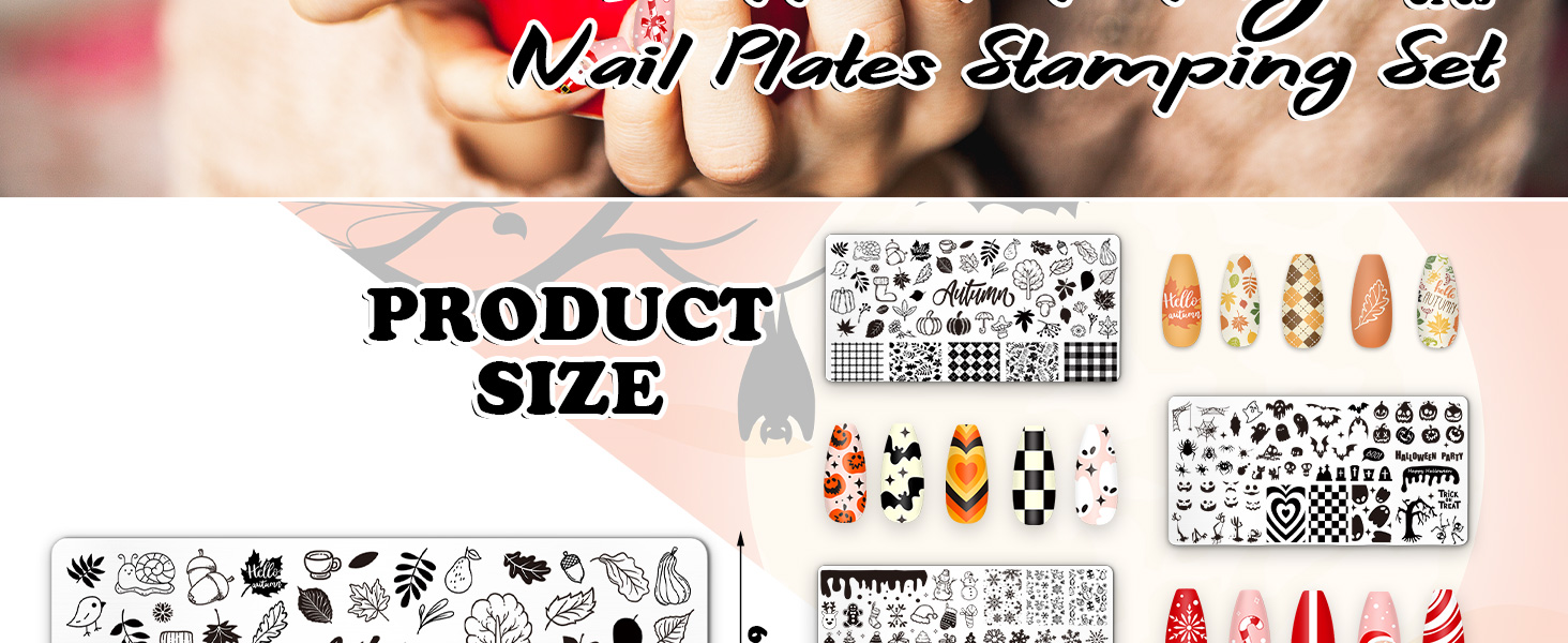 6Pcs All Holiday Nail Plates Stamping Set