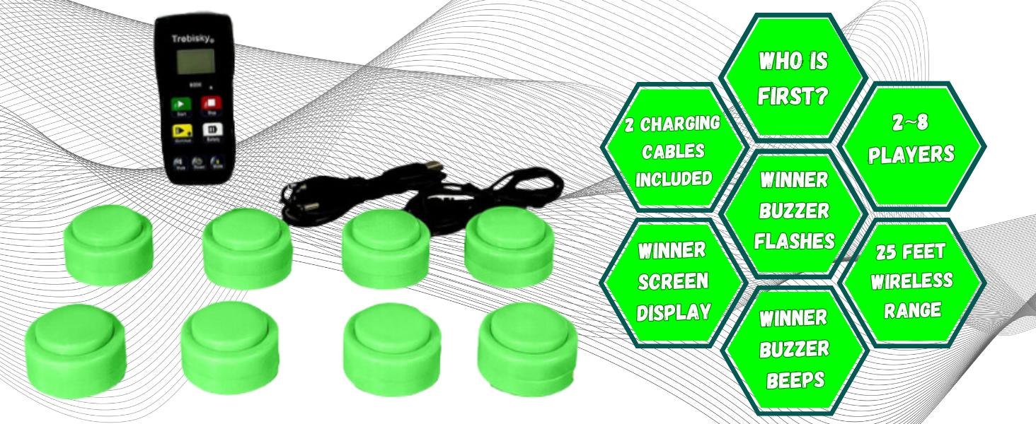 Trebisky Wireless Buzzer System for Game Show 8 Players