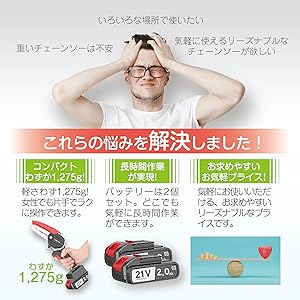 Amazon | ONE STEP 充電式チェーンソー 電動チェーンソー ミニ