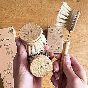 kitchen natural cleaning brush heads zero waste 