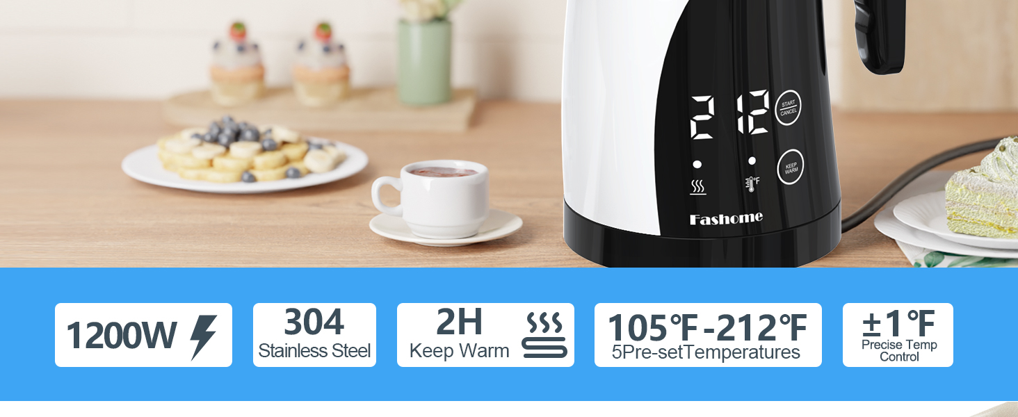 Electric Kettle Temperature Control, LED Touch Screen Water