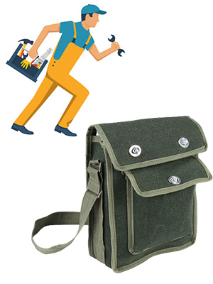 pequeña bolsa herramientas con correa al hombro