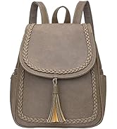 KKXIU Fashion Small Synthetic Leather Backpack Purse For Women and Ladies with Tassel (Khaki)