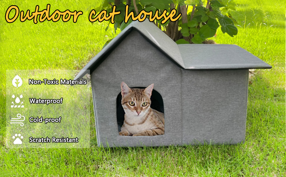 TCMHEALTH Outdoor Cat House, Weatherproof Cat Condo for