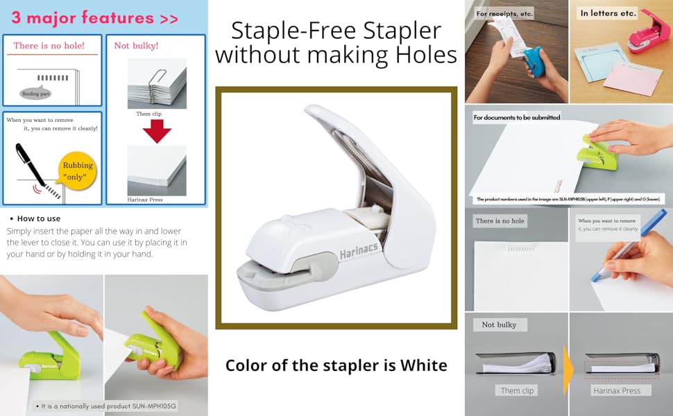 Kokuyo Press StapleFree Stapler Stapleless Stapler Without Making Any Holes (Japan Import