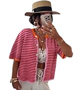 AMEBELLE Short Sleeve Cardigans for Women Lightweight Crewneck Casual Striped Womens Cardigan Swe...