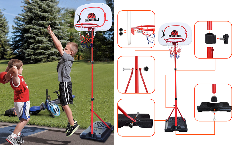 JONESHOW Basketball Hoop Outdoor Indoor for Kids, Adjustable Kids