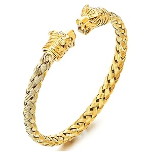 Amazon.com: COOLSTEELANDBEYOND Gold Color Tiger Head