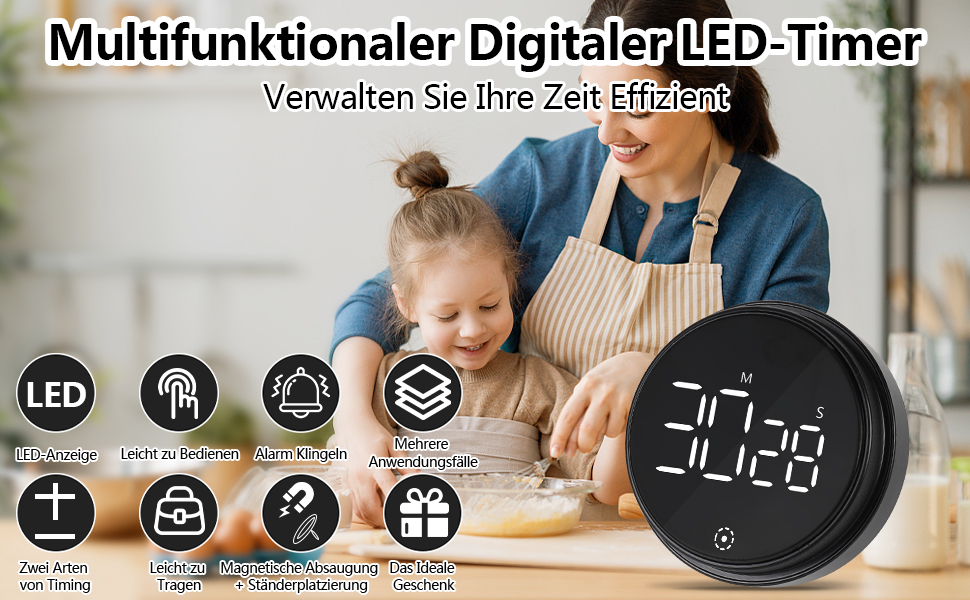 Diealles Shine Küchentimer Zeitschaltuhr mit 3