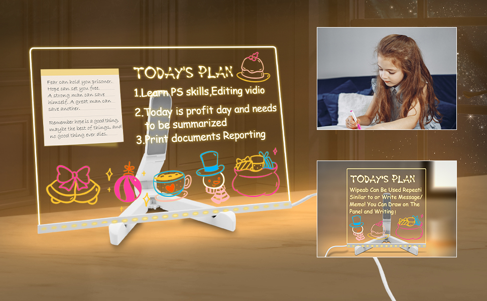 Acrylic LED Writing Message Board 7 Colors Pen/Stand,Acrylic