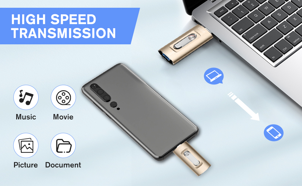 Thumb Drive 512GB for Phone, USB Memory Stick External Storage Flash Drive Photo Stick