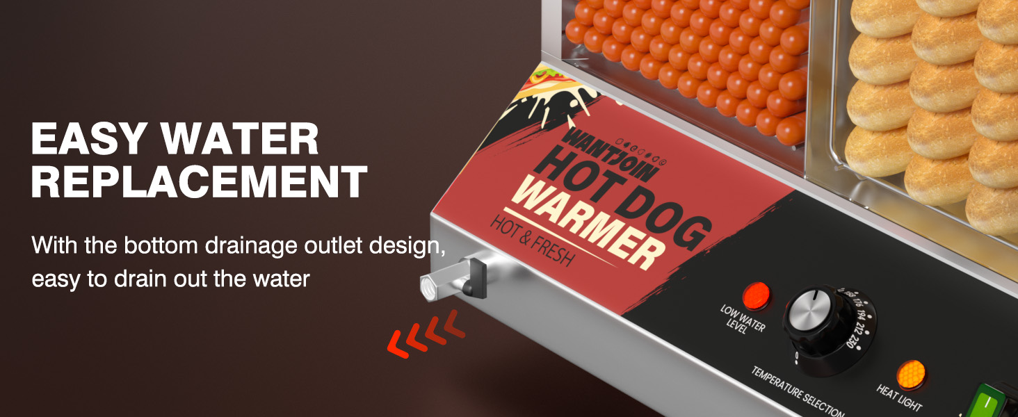 WantJoin Hot Dog Steamer 36L/38QT Commercial Hot Dog